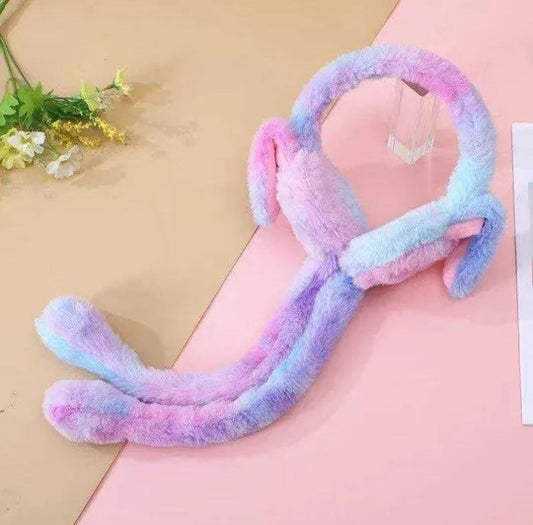 Cute Jumping Earmuffs Rabbit Moving Ears Airbag Hat Warm Funny Toy Cap Plush Toy