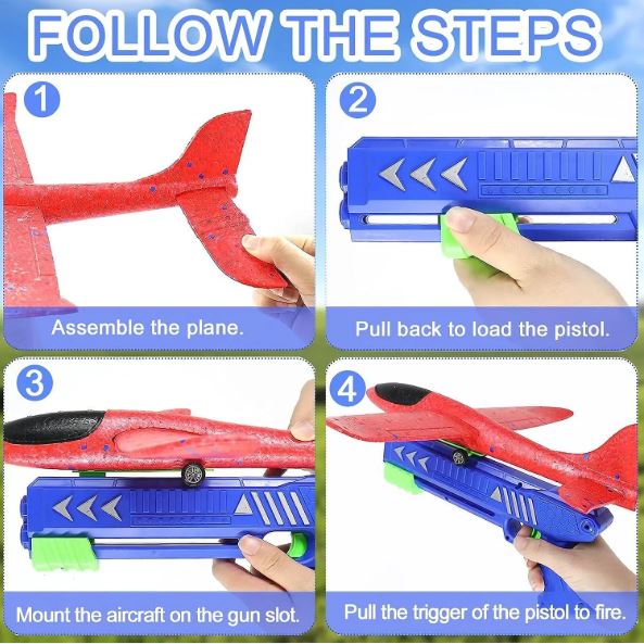 Catapult Airplane Launcher Toy – Foam Glider Shooting Fun