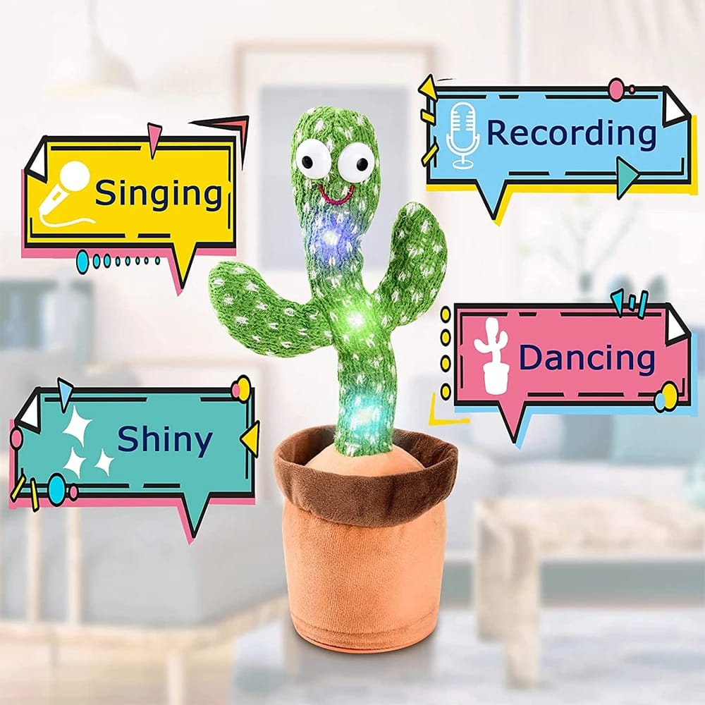 Rechargeable Talking & Dancing Cactus – Fun Voice Repeat Toy