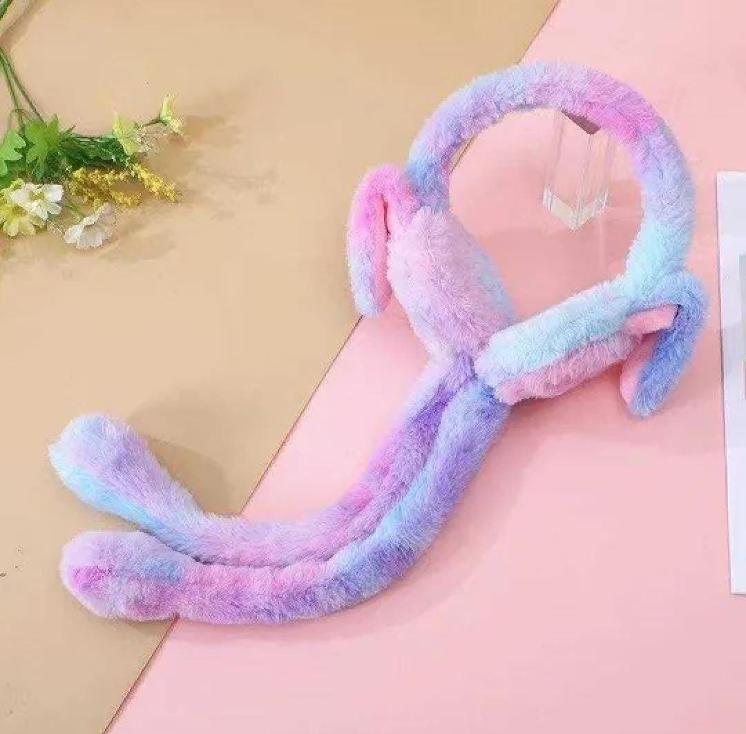 Cute Jumping Earmuffs Rabbit Moving Ears Airbag Hat Warm Funny Toy Cap Plush Toy