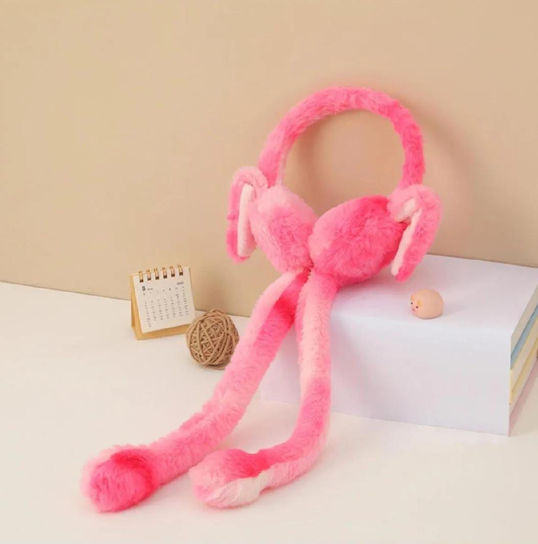 Cute Jumping Earmuffs Rabbit Moving Ears Airbag Hat Warm Funny Toy Cap Plush Toy