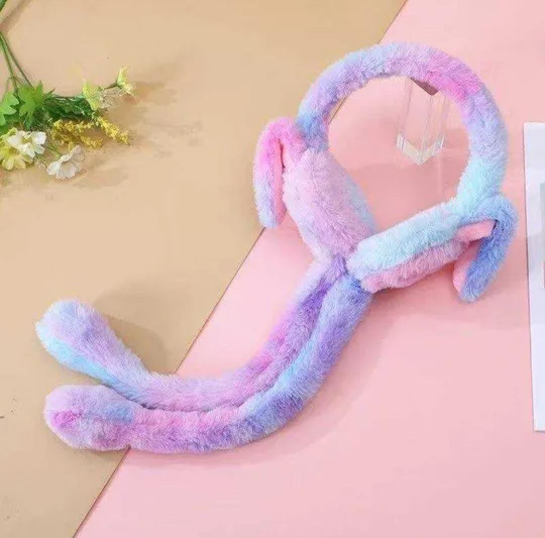 Cute Jumping Earmuffs Rabbit Moving Ears Airbag Hat Warm Funny Toy Cap Plush Toy