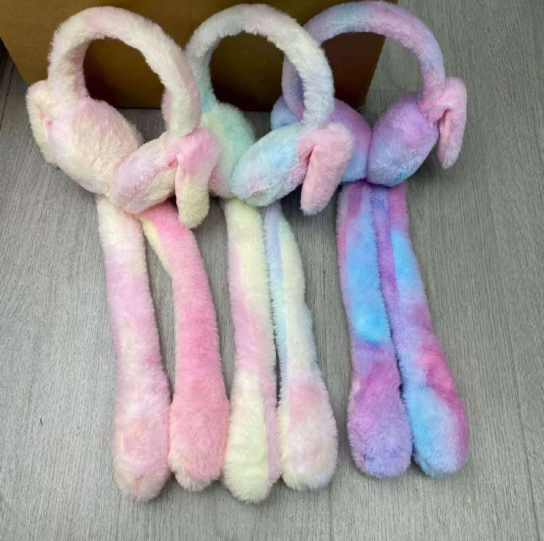 Cute Jumping Earmuffs Rabbit Moving Ears Airbag Hat Warm Funny Toy Cap Plush Toy